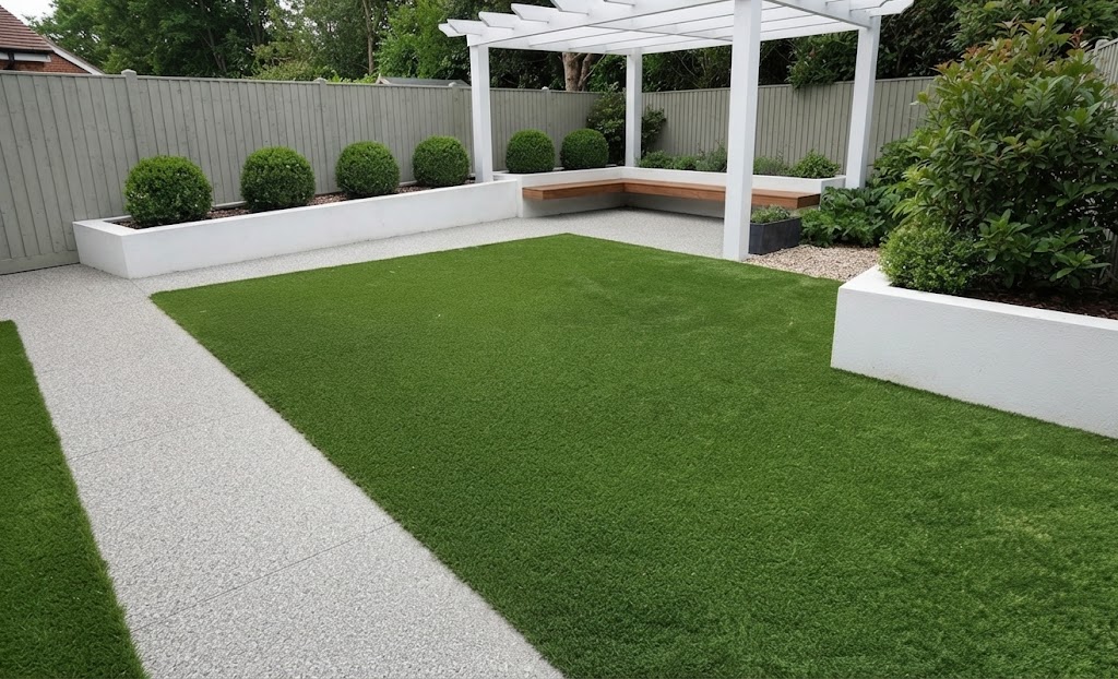 Pose de gazon synthétique